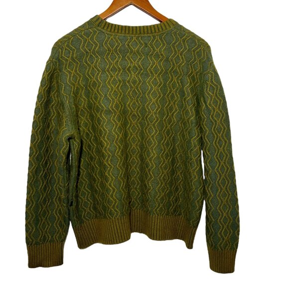 Green 3D Knit Sweater Academia Professor Teacher Indie Granola Men's Large - Picture 3 of 7